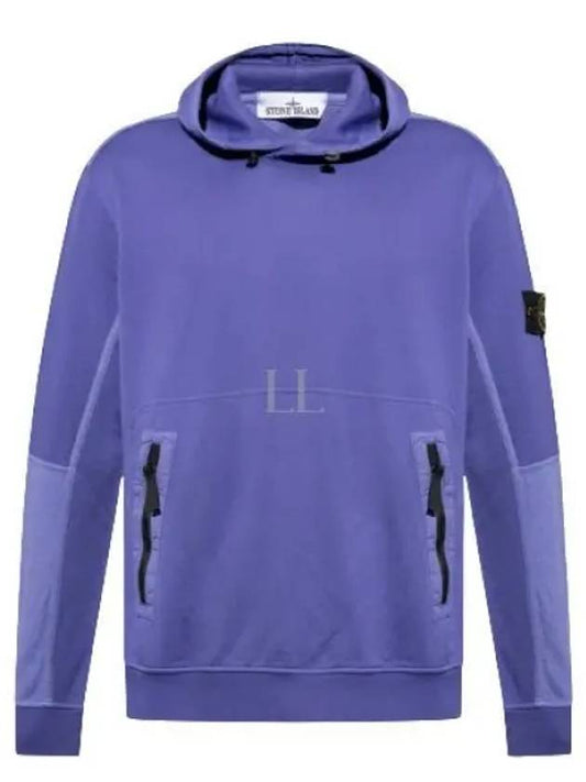 Regular Fit Mercerized Cotton Fleece Cotton Hoodie Purple - STONE ISLAND - BALAAN 2