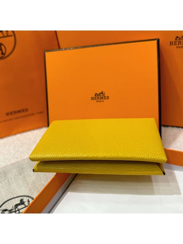 Card Holder Goatskin Palladium Calvi Verso Sun Blue - HERMES - BALAAN 3