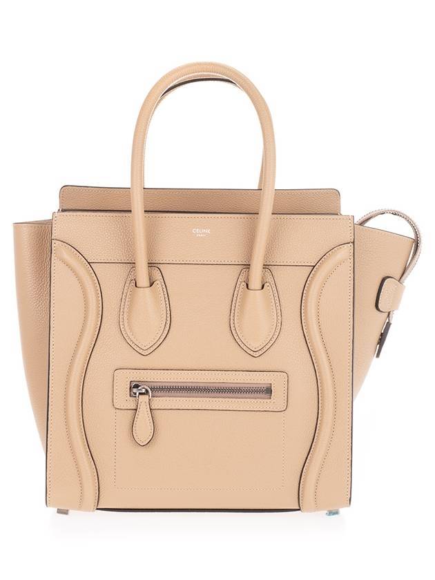 Drummed Calfskin Micro Luggage Tote Bag Dune - CELINE - BALAAN 1