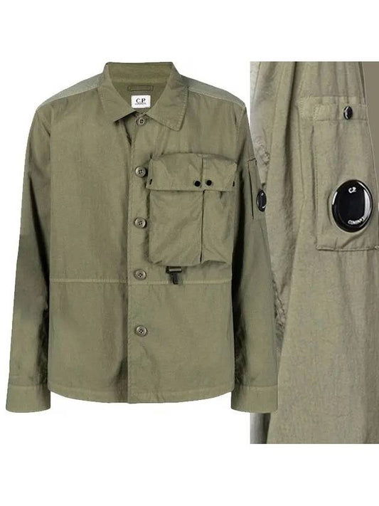 Men's Lens Wappen Tyrone Overfit Long Sleeve Shirt Jacket Khaki - CP COMPANY - BALAAN 2