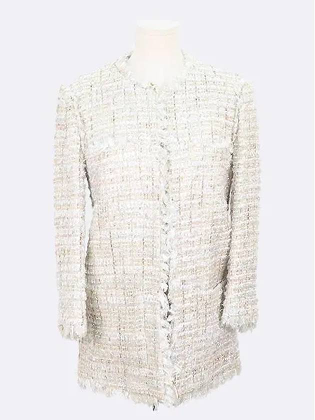 136MDG08 White Silver Tweed Women s Jacket - MSGM - BALAAN 1