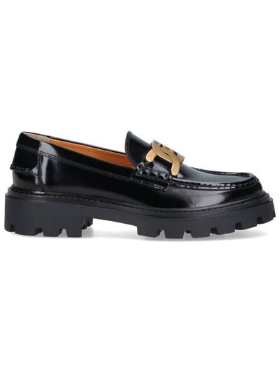 Women's Kate Metal Chain Leather Loafers Black - TOD'S - BALAAN 2