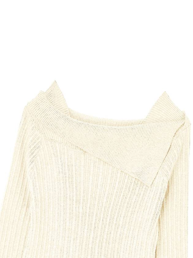 Off shoulder slim ribbed knit Ivory - THE GREEN LAB - BALAAN 7