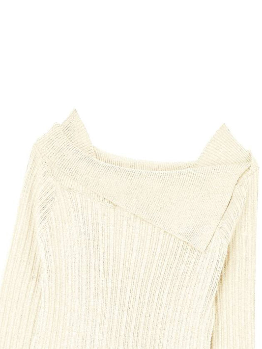 Off shoulder slim ribbed knit Ivory - THE GREEN LAB - BALAAN 2