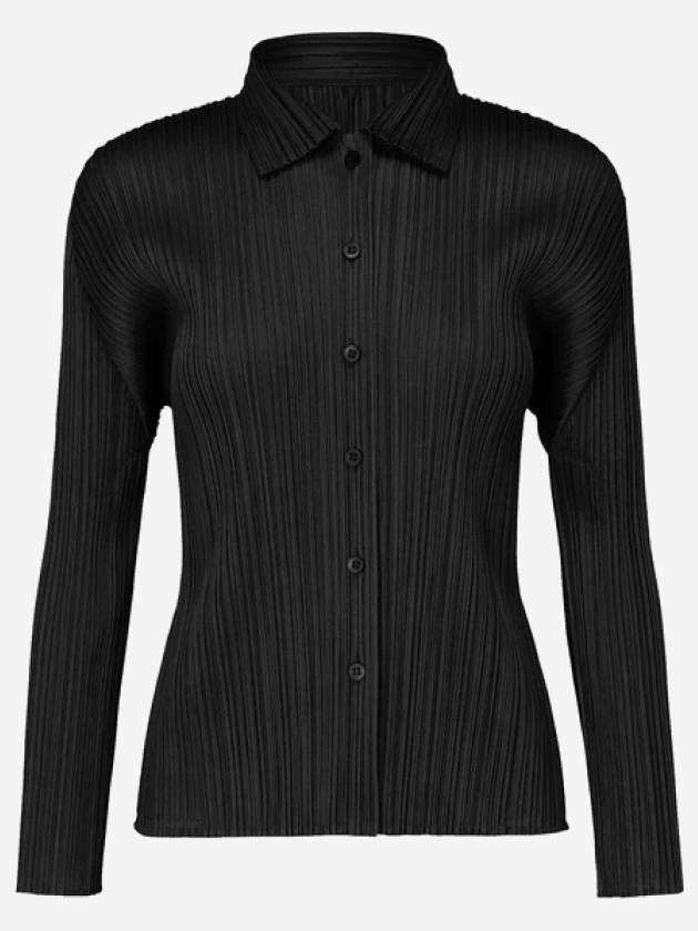 Pleated Button Long Sleeve Shirt Black - ISSEY MIYAKE - BALAAN 2