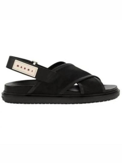 Logo Patch Crossover Sandals Black - MARNI - BALAAN 2