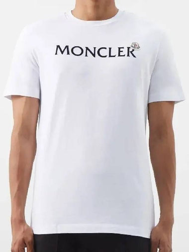 Flocked Logo Patch Midweight Cotton Jersey TShirt White - MONCLER - BALAAN 1