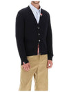 Men's Jersey Stitch V-Neck Cardigan Navy - THOM BROWNE - BALAAN 5