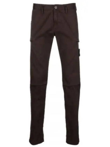 Men's Wappen Patch Straight Pants Dark Brown - STONE ISLAND - BALAAN 1