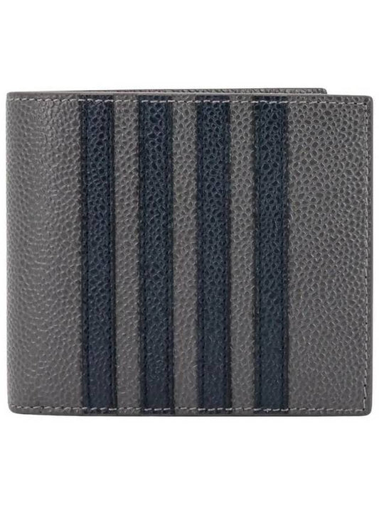 4-Bar Stripe Half Card Holder Dark Grey - THOM BROWNE - BALAAN.