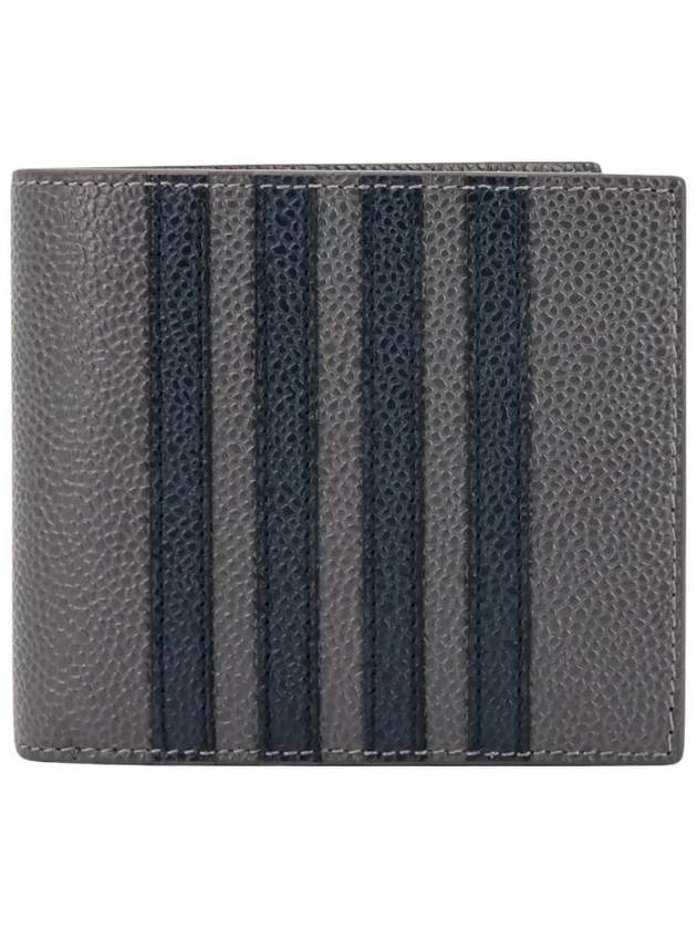 4-Bar Stripe Half Card Holder Dark Grey - THOM BROWNE - BALAAN 1