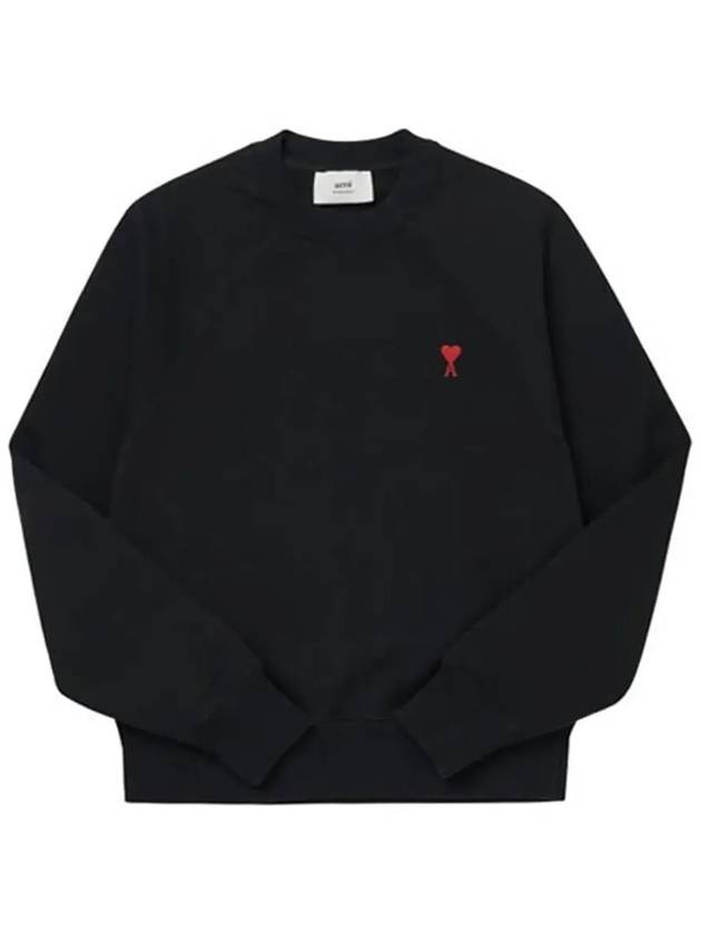 Small Heart Logo Sweatshirt Black - AMI - BALAAN 5