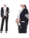 Cotton Jersey Flower 4 Bar V Neck Cardigan Navy - THOM BROWNE - BALAAN 2