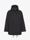 Technical Poplin Hooded Raincoat Black - PRADA - BALAAN 2