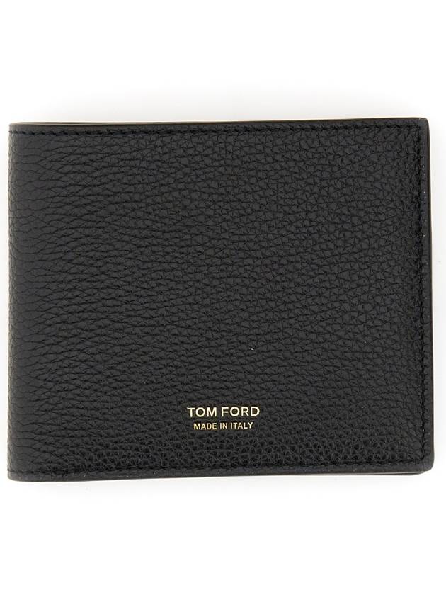 Men's T-Line Small Grain Leather Half Wallet Black - TOM FORD - BALAAN 9