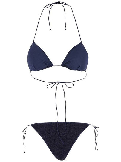 'Lumiere' Blue Bikini With Triangular Top And Tie Closure In Tech Fabric Woman - OSEREE - BALAAN 2