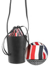 Pebble Grain Leather Mini Bucket Bag Black - THOM BROWNE - BALAAN 2