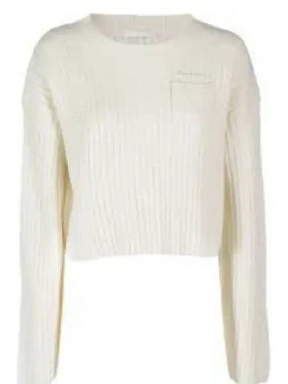 Caria Crop Cable Knit Top White - HELMUT LANG - BALAAN 2