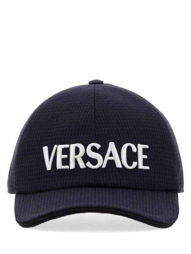 Logo Print Baseball Ball Cap Navy - VERSACE - BALAAN 2