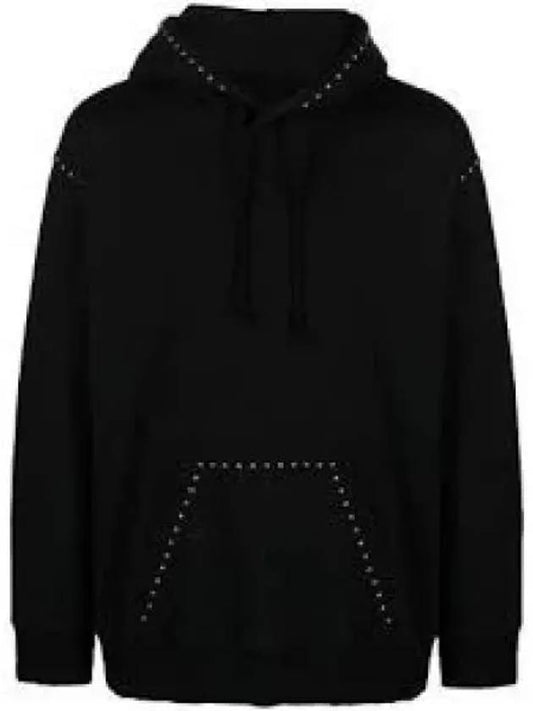 Studded Drawstring Kangaroo Pocket Hoodie Black - MAISON MARGIELA - BALAAN 2