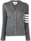 Cotton 4-Bar Milano Classic V-Neck Cardigan Medium Grey - THOM BROWNE - BALAAN 2