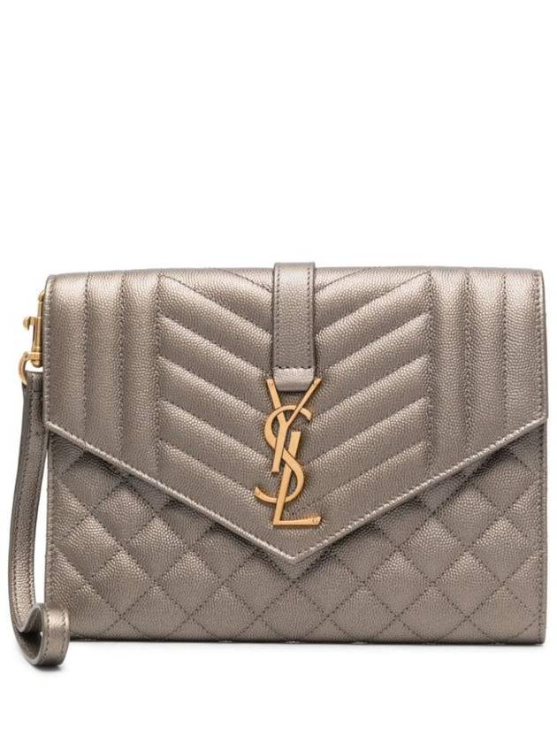 Cassandre Quilted Leather Clutch Bag Brunn Metallized - SAINT LAURENT - BALAAN 1