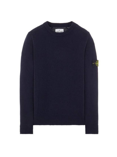 Men's Wappen Patch Round Neck Knit Top Navy - STONE ISLAND - BALAAN 1