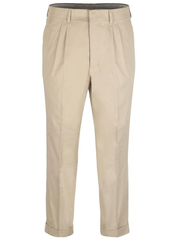 Men's Waist Banding Slacks Beige - AMI - BALAAN.