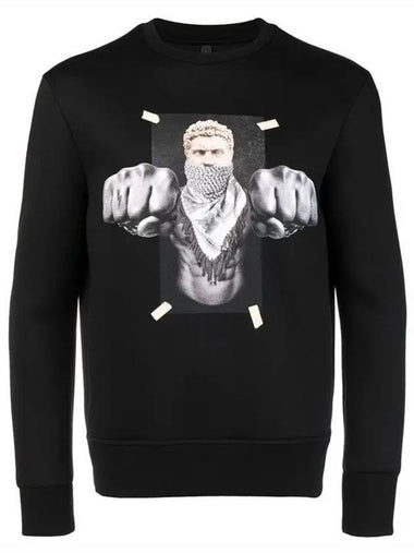 Neoprene Boxing Print Sweatshirt Black - NEIL BARRETT - BALAAN 1