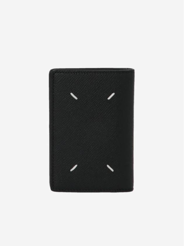 Stitched Bi-Fold Leather Card Wallet Black - MAISON MARGIELA - BALAAN 3