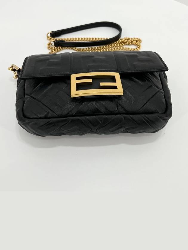 Mini Baguette Chain Cross Bag Black 8BS017 - FENDI - BALAAN 7