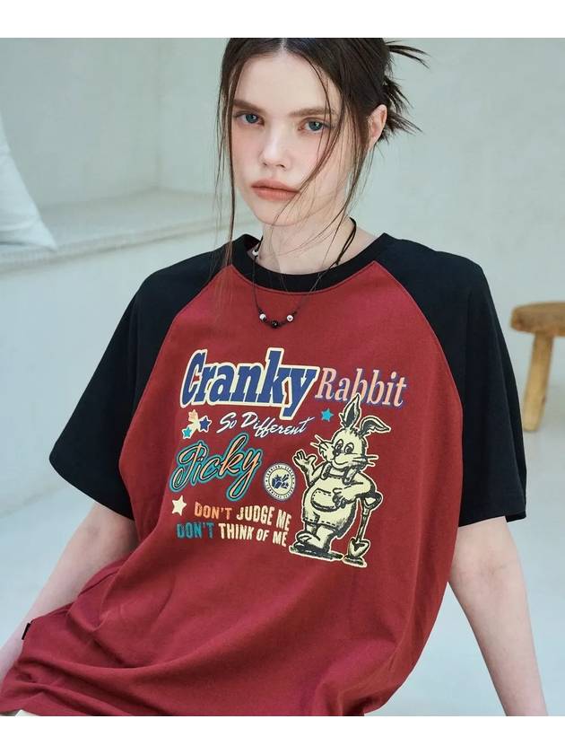 Peaky Rabbit Raglan Short Sleeve T Shirt Burgundy - CPGN STUDIO - BALAAN 4