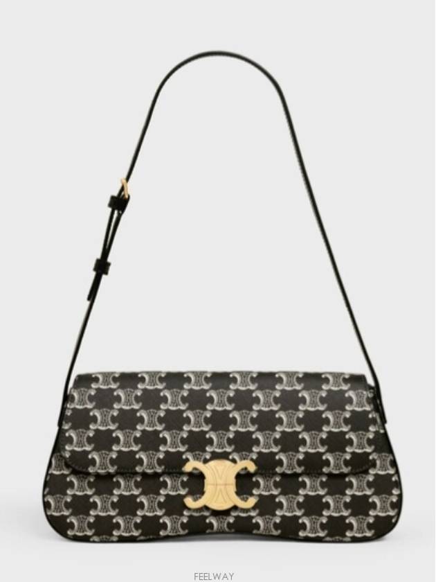 Medium Lola Triomphe Canvas Two-Tone Shoulder Bag Black - CELINE - BALAAN 2