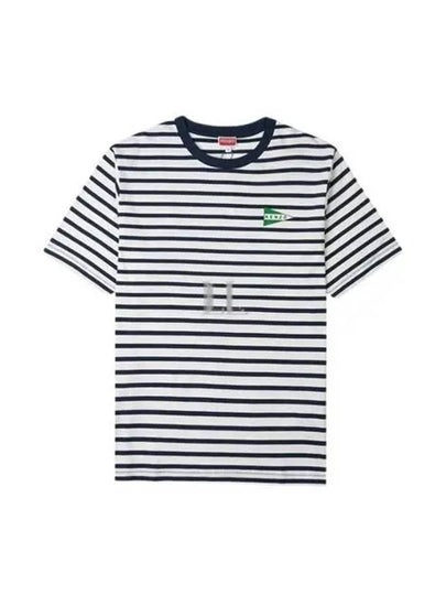 Nautical Stripes Oversized Cotton Short Sleeve T-Shirt Midnight Blue - KENZO - BALAAN 2