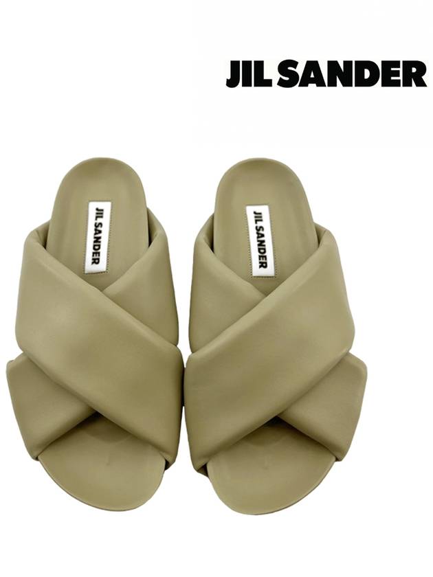 Padded Cross Slippers Beige - JIL SANDER - BALAAN.