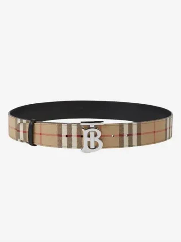 Check Reversible Wide TB Leather Belt Beige - BURBERRY - BALAAN 3