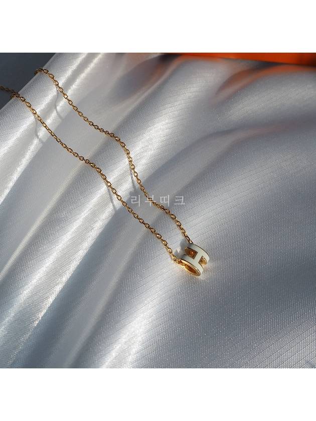 Mini Pop H Pendant Necklace Gold Blanc White - HERMES - BALAAN 8