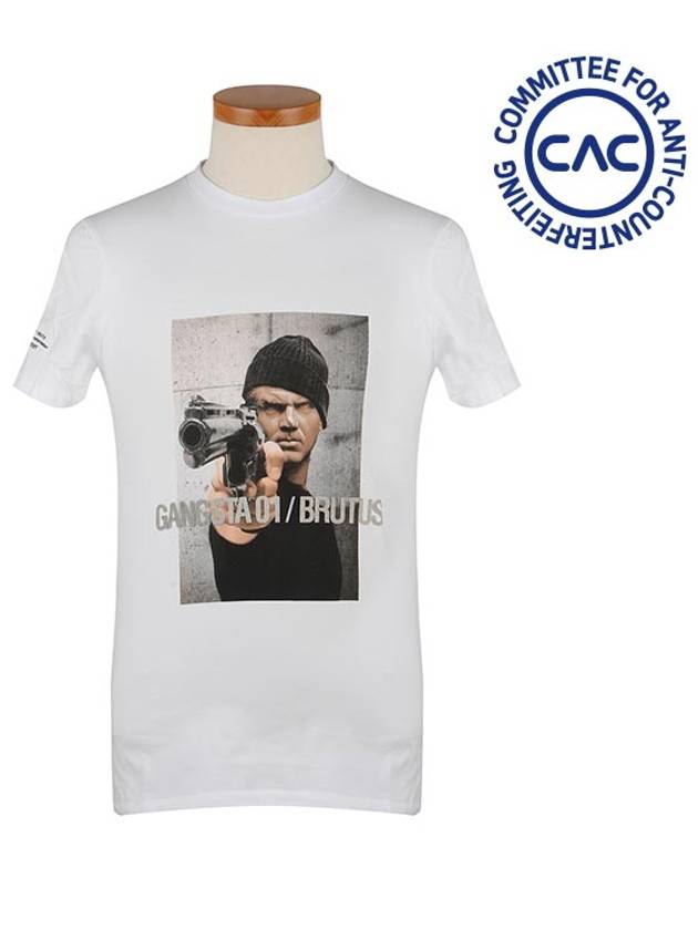 Men's Claudius Gangster Short Sleeve T-Shirt White - NEIL BARRETT - BALAAN 3