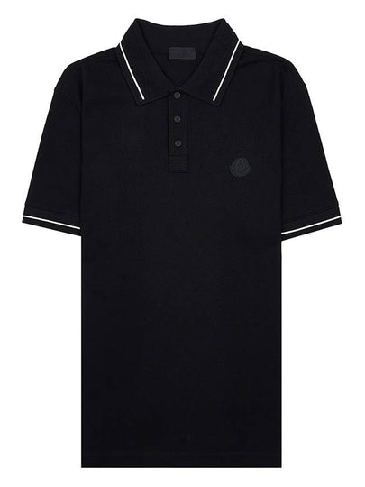 Men's Logo Patch Cotton Short Sleeve Polo Shirt Black - MONCLER - BALAAN 2