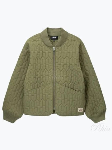 115670 Olive Quilted Liner Jacket - STUSSY - BALAAN 1