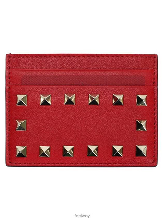 Rockstud Card Wallet Red - VALENTINO - BALAAN 2