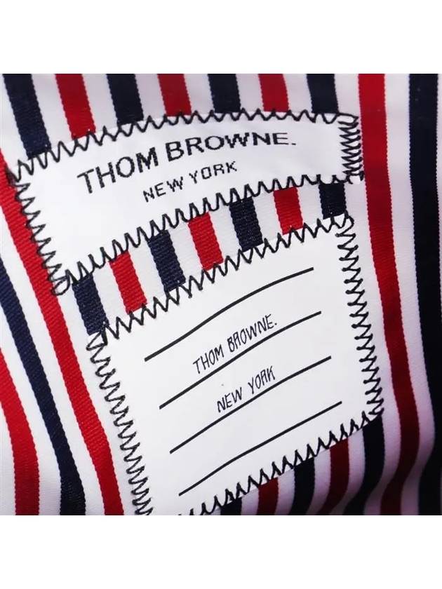 Tartan Hector Small Leather Clutch Bag Navy - THOM BROWNE - BALAAN 6