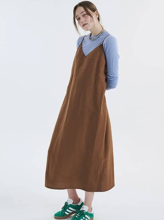 Linen blend bustier brown dress 0097 - VOYONN - BALAAN 1