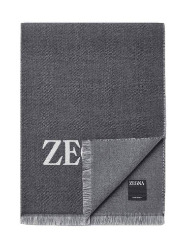 logo wool muffler gray - ERMENEGILDO ZEGNA - BALAAN 1