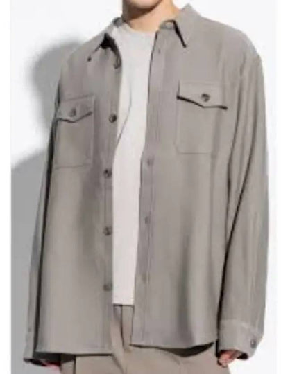 Chest Pocket Oversized Long Sleeve Shirt Taupe - AMI - BALAAN 2