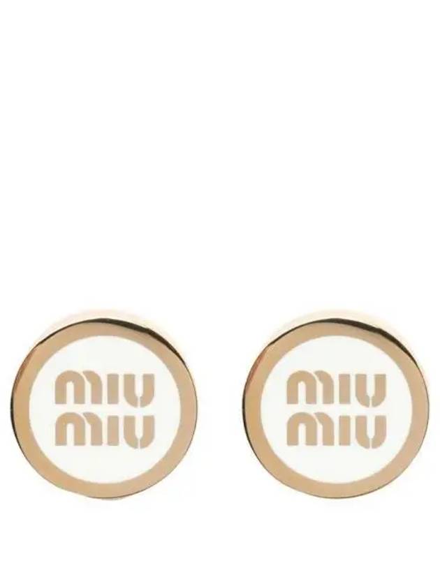 Enameled Metal Earrings White - MIU MIU - BALAAN 2