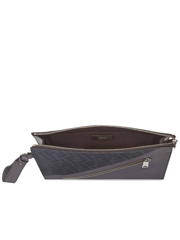 FF Motif Flat Leather Clutch Bag Grey - FENDI - BALAAN 6