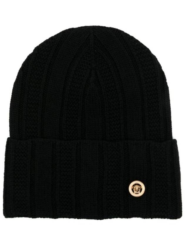 Medusa Chunky Rib Knit Beanie Black - VERSACE - BALAAN 1