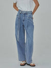 Denim Belt Tuck Wide Long Pants Indigo - RYUL+WAI: - BALAAN 1