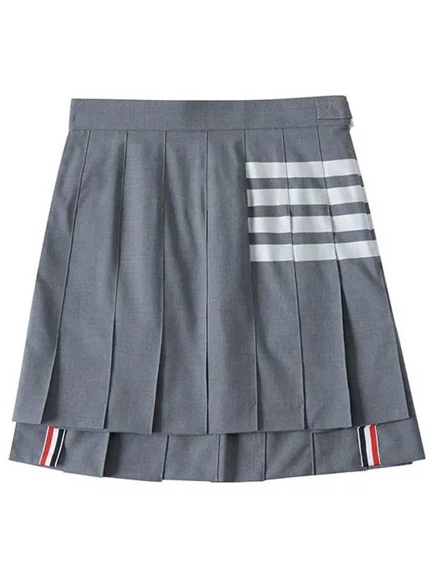 4 Bar Plain Weave Mini Pleated Skirt Grey - THOM BROWNE - BALAAN 4